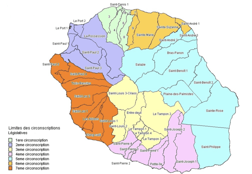 Carte des circonscriptions de La Réunion