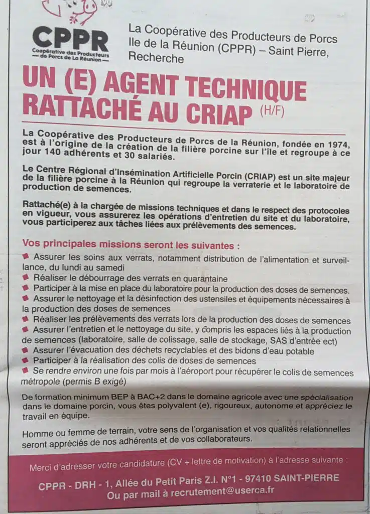 annonce de la CPPR pour l'insémination artificielle