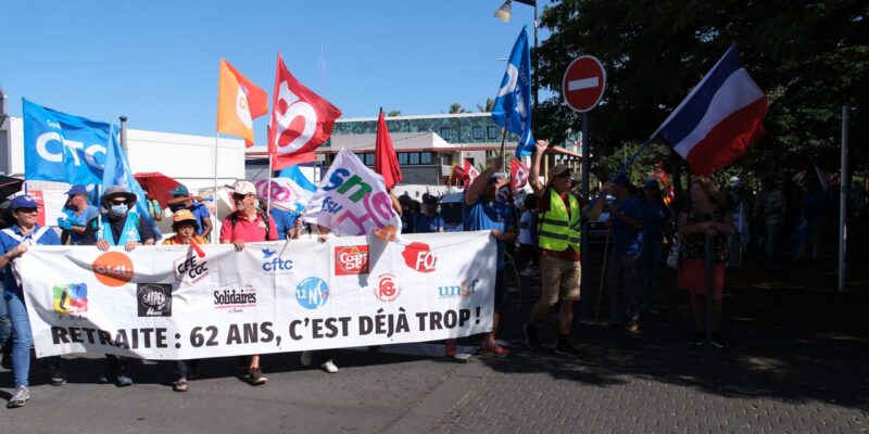 manifestation contre retraite à 64 ans saint-pierre 6 juin 2023