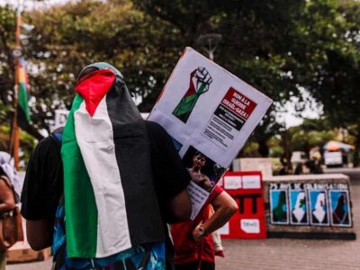 Manifestation contre la guerre à Gaza, Saint-Pierre, le 30 mars 2024.