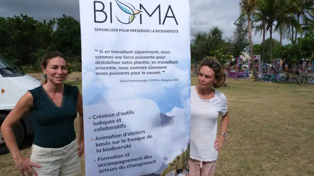 Moea Latrille présidente BioMA Céline Leroudic fresque de la biodiversité