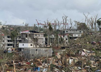 Cyclone Chido à Mayotte, dégâts de Tsingoni. Photo : Tom-Lou Cellier