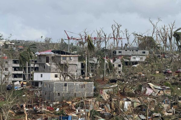 Cyclone Chido à Mayotte, dégâts de Tsingoni. Photo : Tom-Lou Cellier