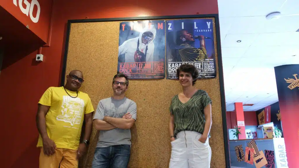 Gogo Tauran, Julien Vabois et Nathalie Soler directrice du Kabardock