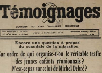 Une du journal Témoignages du 5 septembre 1968 qui mentionne l'affaire des