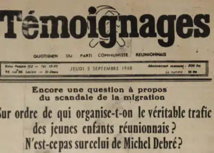Une du journal Témoignages du 5 septembre 1968 qui mentionne l'affaire des