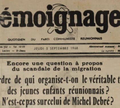 Une du journal Témoignages du 5 septembre 1968 qui mentionne l'affaire des