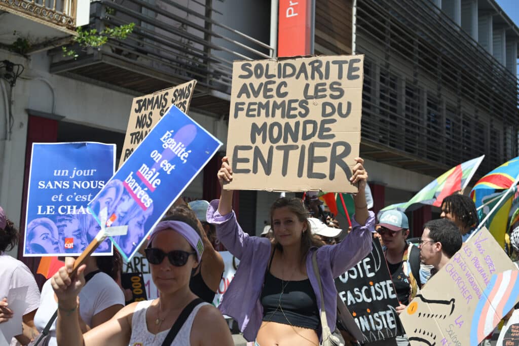 Manifestantes lors de la marche du 8 mars.
