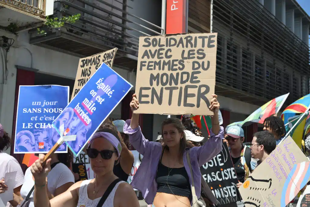 Manifestantes lors de la marche du 8 mars.