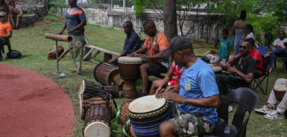 Les musiciens étaient nombreux ce jour là pour accompagner les combats de moring.
