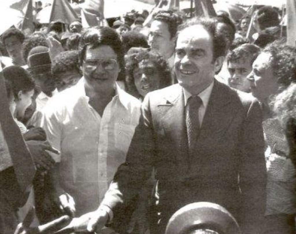 Visite de Georges Marchais à l'occasion des élections européennes en 1979.
