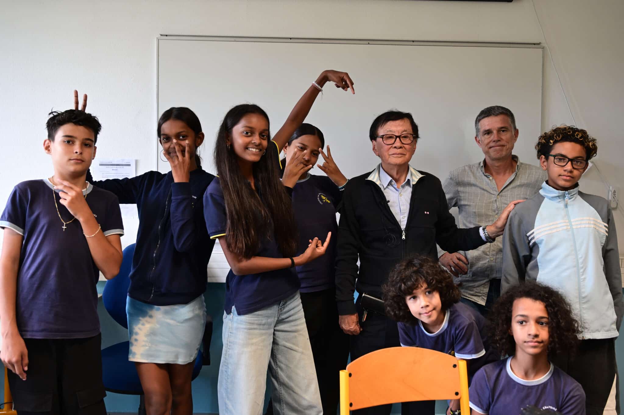 Rencontre d'André Thien Ah Koon avec les élèves du collège de la Chatoire © Olivier Ceccaldi