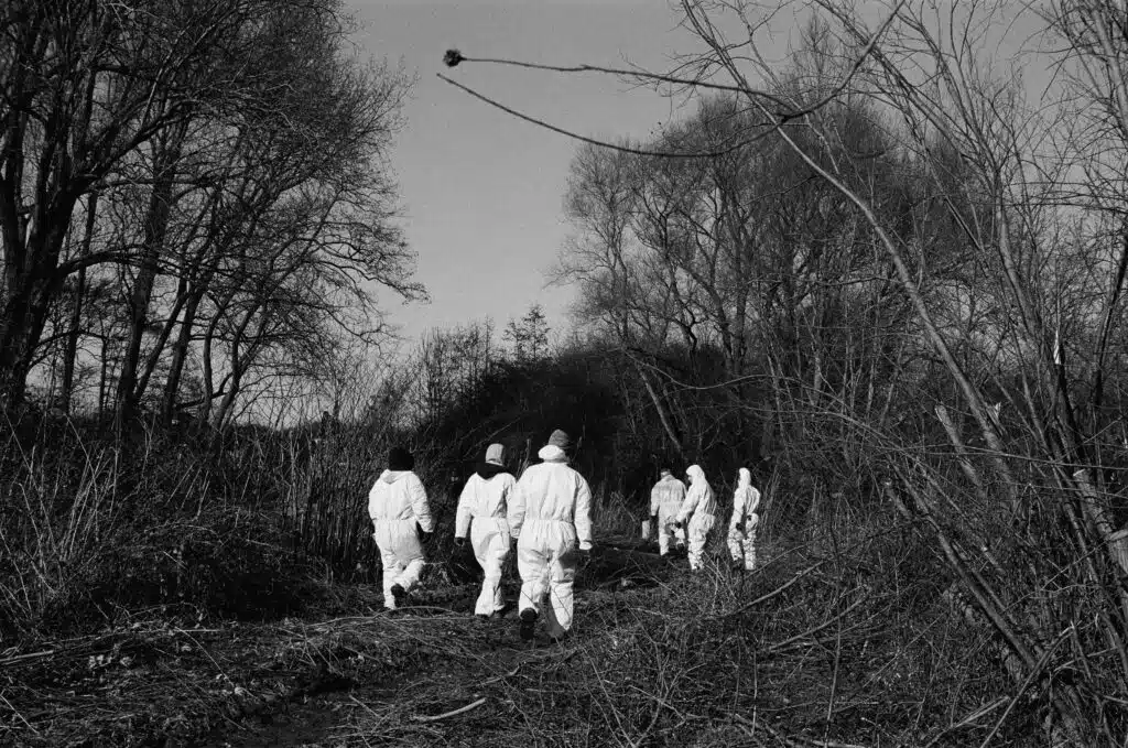 Evacuation du campement de personnes exilées de Grande-Synthe, mars 2023.