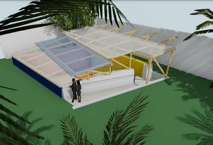 Visualisation 3D pour l'agencement autour de l'ancienne citerne.