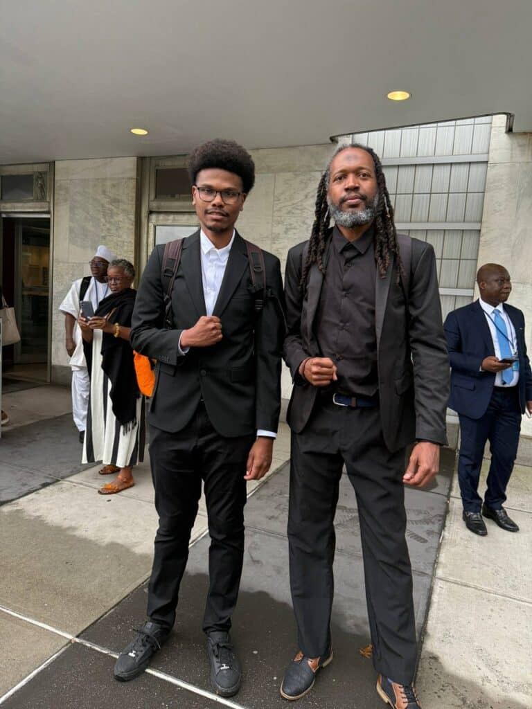Romain Katambara et Cédric Famibelle-Pronzola au siège de l'ONU à New York.