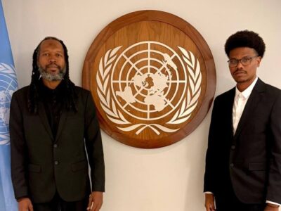 Romain Katambara et Cédric Famibelle-Pronzola au siège de l'ONU à New York.