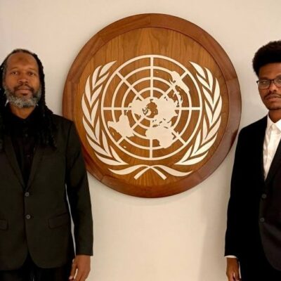 Romain Katambara et Cédric Famibelle-Pronzola au siège de l'ONU à New York.