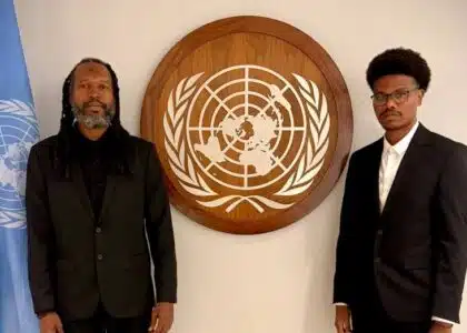 Romain Katambara et Cédric Famibelle-Pronzola au siège de l'ONU à New York.