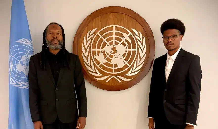 Romain Katambara et Cédric Famibelle-Pronzola au siège de l'ONU à New York.