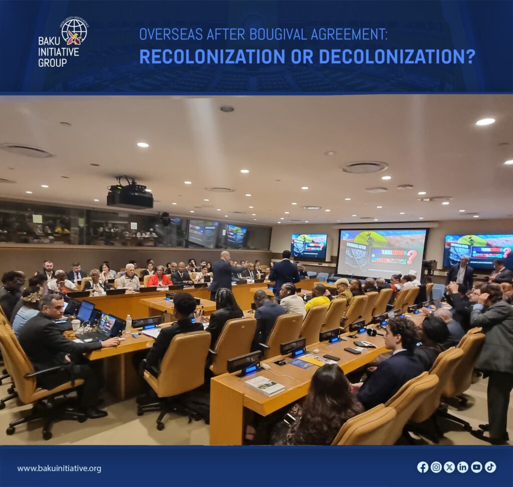 Manifestation demandant la décolonisation de la Kanaky et d'autres terres françaises ou hollandaises. Exrait du site du Baku Initiative group.