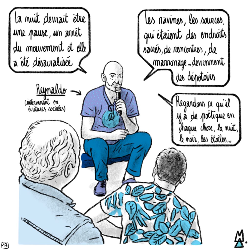 Les jours de la nuit, kozman la nuit. BD reportage d'Alex Mesley