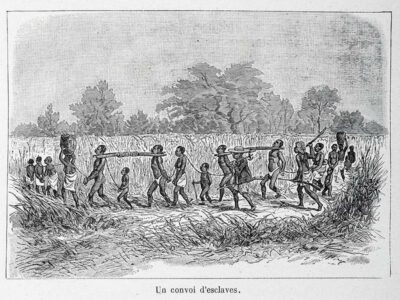 Convoi d’esclaves. In « Aventures de six français aux colonies. Bonnefont, Gaston. 1890 ». Musée historique de Villèle