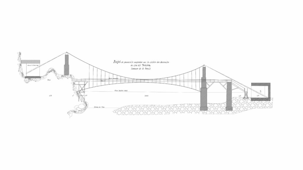 projet de passerelle suspendue au-dessus de la rivière des Marsouins à Bethléem