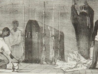 La Lanterne Magique n° 49. Enterrement de l'année 1848. Potémont, Adolphe (1827-1883) 1848 Estampe Archives départementales de La Réunion
