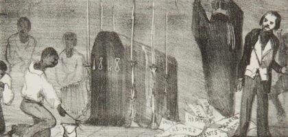 La Lanterne Magique n° 49. Enterrement de l'année 1848. Potémont, Adolphe (1827-1883) 1848 Estampe Archives départementales de La Réunion