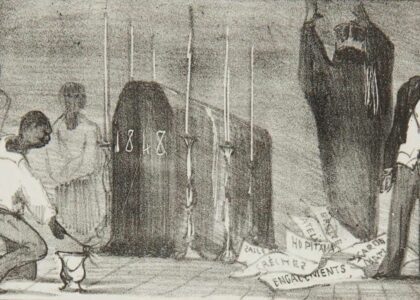 La Lanterne Magique n° 49. Enterrement de l'année 1848. Potémont, Adolphe (1827-1883) 1848 Estampe Archives départementales de La Réunion