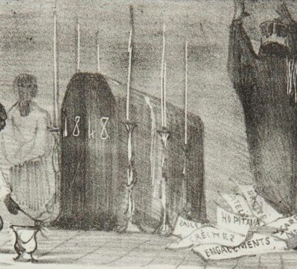 La Lanterne Magique n° 49. Enterrement de l'année 1848. Potémont, Adolphe (1827-1883) 1848 Estampe Archives départementales de La Réunion