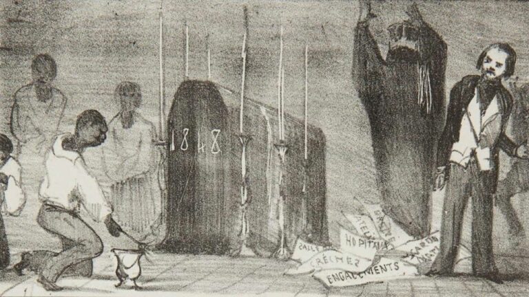 La Lanterne Magique n° 49. Enterrement de l'année 1848. Potémont, Adolphe (1827-1883) 1848 Estampe Archives départementales de La Réunion