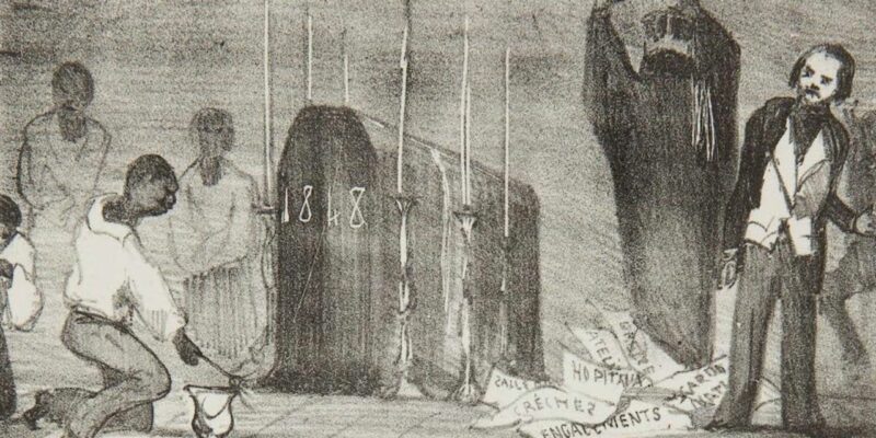 La Lanterne Magique n° 49. Enterrement de l'année 1848. Potémont, Adolphe (1827-1883) 1848 Estampe Archives départementales de La Réunion