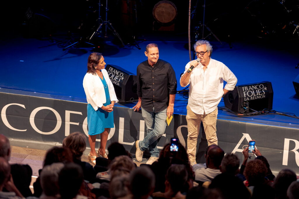 Nila Minatchy (adjointe culture) David Picot (directeur Lespas) Jérôme Galabert (Sakifo) Lespas Saint-Paul ©Olivier Padre